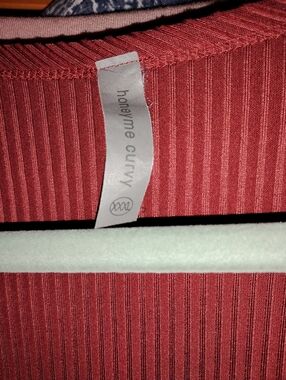 LuLaRoe Ribbed V-Neck Long Sleeve Top in Rusty Brick